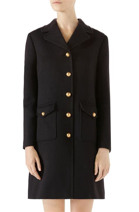 gucci wool coat green with red double g|Gucci women's pea coat.